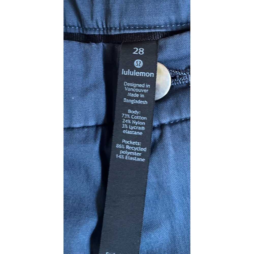 Lululemon Commission Shorts Mens 28 Navy Blue Cotton Blend 9 Inch Inseam Chino - Picture 2 of 9